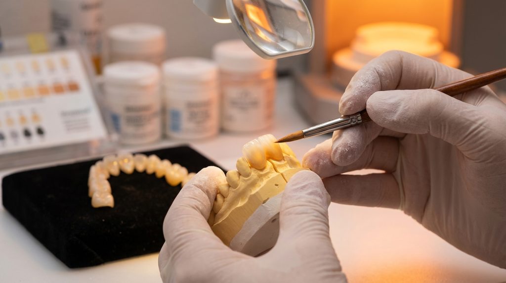 Laminate veneer dental seramik laboratuvarında el işçiliği