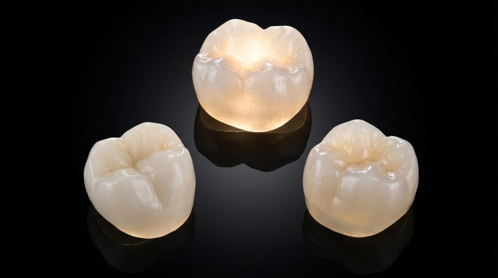 Porcelain zirconia E-Max dental crown comparison